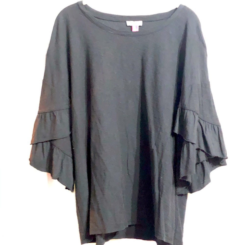 Vince Camuto Bell Flutter Sleeve T Shirt Black XL